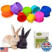 Mooydee 8 Pcs Stacking Cups for Rabbits Guinea Pig - Safe Reusable Bunny Toys