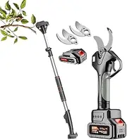 Electric Pruning Shears, 40mm Electric Garden Secateur, Long Reach Pruner Branch Scissors with 2.1m Telescopic Pole, 10-12 Hours Working Hours 2 Battery Powered for Hedge, Bush, Orchard