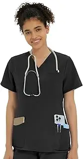 [Kitmaz] Medical Scrub Tops for Women - Soft Stretch V-Neck Classic Fit Scrub Shirts with 5 Pockets
