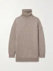 [The Row] The Row - Elu Oversized Alpaca And Silk-blend Turtleneck Sweater - Taupe - small small Brown