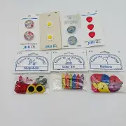 Favorite Findings & JHB Plastic Buttons Assorted Lot 7 Floral Crayon Balloons