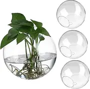 KITANDOVE Hanging Glass Planters 4pcs Wall Propagation Planters Round Glass Vases for Indoor Home Decor