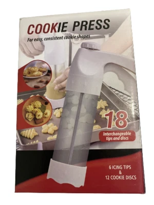 12-Piece Cookies Discs Multifunctional Cookie Press Kit with 6 Icing Tips