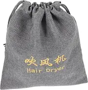 Ipetboom Hair Dryer Storage Bag Drawstring for Hair Dryer and Accessories Stylish Grey Pouch for Organizing Makeup and Toiletries The Go