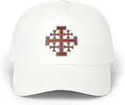 [GENERIC] Jerusalem Crusader Cross - White Cap, White, One Size