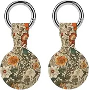 2PCS for Retro Pattern Air Tag Holder Case Waterproof & Shockproof Anti-Scratch Protective Air Tag Cover with Keychain Ring Silicone Tags Holders for Luggage, Backpack, Keys, Pet