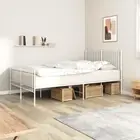 vidaXL Metal Bed Frame with Headboard and Footboard White 137x187 cm Double