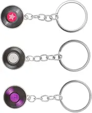 3pcs Record Key Chain Gramophone Keychains Wallet Keychain Planets Solar System Keychain Rack Backpack Keychain Record Keyrings Purse Hanging Ornament Vinyl Record Keychain Metal DEARMAMY