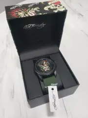 NEW Men's Ed Hardy Watch Skull Black Snake Flash Tattoo Art y2k Green Strap Gift