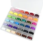 36 Pcs Bobbins and Sewing Threads Prewound Bobbin Thread with Storage Plastic Case Assorted Colors Sewing Thread Set for Brother Babylock Singer Janome Embroidery and Sewing Machine Polyester Thread