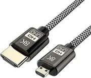 Cablecc Micro HDMI to HDMI 2.1 Ultra-HD UHD 8K 60hz 4K 120hz Cable 48Gbs HDMI Cord for Camera Tablet 1M
