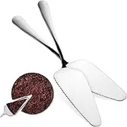 Cabilock 2Pcs Stainless Steel Cake Serving Tools Ergonomic Handle Server for Weddings Parties and Home Use Cake Spatula with Serrated Edge for Easy Cutting