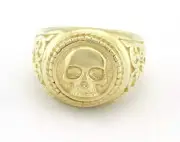 Skull Signet Adjustable Ring Raw brass (9US - 12US inner size) 4732