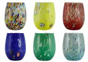 Set of Six 6 Murano Glass Drinking Tumblers Millefiori