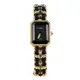 Chanel Première Rocks皮革交織18K金鍊帶八角形鏡面石英錶(黑X金-M)