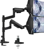 Dual Monitor Mount Vertical for 17-49 Inch Ultrawide Heavy Duty Curved Screen Stacking, Computer Arm Compatible with Samsung and LG Monitor, Gas Spring Adjustable Monitor Stand for Dual, Black