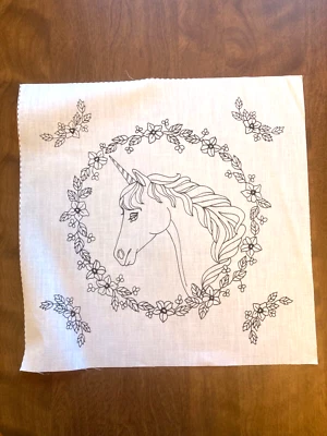 Unicorn Coloring Fabric Panel Unicorn Quilt Block 14 X 14