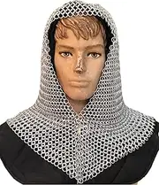 [NAUTICALMART] Medieval Chainmail V Faced Mild Aluminium Coif