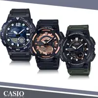 在飛比找momo購物網優惠-【CASIO】世界地圖設計概念造型雙顯錶(AEQ-100W/