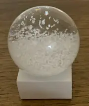 Snow Globe with White Base. White. Cool Snow Globes. Small And Simple.