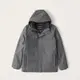 A&F 麋鹿 經典貼標鋪棉防風保暖防潑水連帽風衣外套(男)-淺灰色