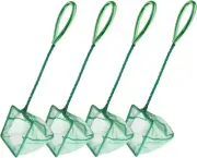 Aquarium Net Fine Mesh Small Fish Catch Nets, Plastic Handle, Set of 4, 4inch