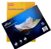 2 x A4 Pkts of Laminating Pouches 140pcs Office Pro Staples 80 Microns Paper NEW
