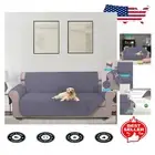 Water-Resistant XL 91'' Dark Grey Sofa Cover with Elastic Straps for Pets