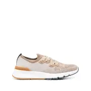 [Brunello Cucinelli] Brunello Cucinelli Mesh-panel Lace-up Sneakers 46 IT BROWN