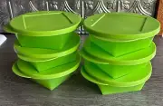Tupperware Stackable Set of 6 Square-Bottomed Bowls, Green, #5537