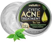 Cystic Acne Treatment Cream – Natural Tea Tree Oil Spot Corrector for Pimples, Acne Marks, and Scars – Fast-Acting, Non-Greasy Formula – Gentle on Skin – 1oz – by WELLUTION