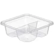 EcoQuality 3 Compartment Transparent Plastic Tamper Proof Snackbox NO LIDS 75pcs