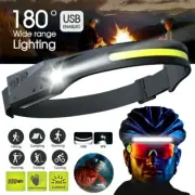 LED COB Headlamp USB Rechargeable Headlight Torch Work Light Bar Head Band Lamp