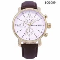 在飛比找松果購物優惠-FOSSIL 美國最受歡迎頂尖運動時尚三眼計時皮革腕錶-白金