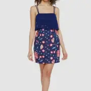Aidan Mattox Embroidered Floral Whimsical Party Dress Navy Size 4 NWT Prom Event