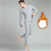 [NSADE] Winter Long Johns Men Thermal Underwear Sets Thin Elastic Material Soft Neck Undershirt Underpants (Color : Gray, Size : XX-Large)