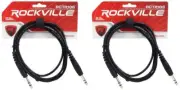 2 Rockville RCTR106B Black 6' 1/4'' TRS to 1/4'' TRS Cable 100% Copper