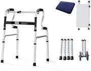 Walker, Aluminum Foldable Walking Mobility Aid Rollator 2-in-1 Walker with Seat and Wheels for Elderly Little Surprise