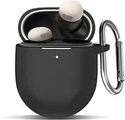 [USTIYA] Case for Google Pixel Buds Pro 2 Wireless Headphones Protection Cover Full-Body Soft Silicone with Keychain Headphone Accessories Funda Carcasa (Black)