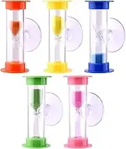 Sand Timer, 5 Suction Cup Hourglass Sand, Timers Set 2mins / 3minsn Children's Teeth Brushing Timer Bathroom Timer for Brushing Children's Teeth, Cooking, Game, School, Offices
