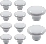 Auvotuis 10Pcs Cabinet Ceramic Knobs, 1.5Inch/ 38mm White Cute Drawer Knobs Round Dresser Knob Pull Handles with Screws for Cupboard, Wardrobe, Kitchen, Bedroom, Door, Kids' Room
