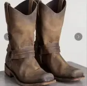 Men’s Square Toe Heel Knight Boots Retro Western Cowboy Boots sz 10. NEW