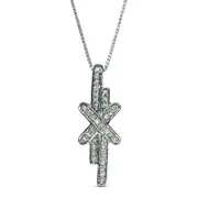 0.13 CT. T.W. Natural Diamond Linear Double Row Bar "X" Pendant in 10K White Gold