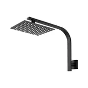 Simplus 8" Rain Shower Head Set Square Gooseneck Shower Arm Wall Mounted Matte Black
