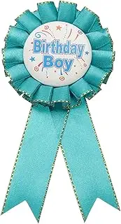uxcell Birthday Ribbon Pin, 5.9 x 2.8 Award Ribbon Fabric Birthday Boy Pin for Party Adults Women Party Decorations Celebration Accessory Gift, Peacock Blue