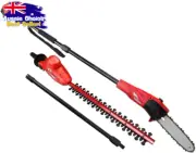 20V Cordless Pole Saw Hedge Trimmer Chainsaw Pruner Tool 2.7M Red Battery