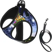 Christmas Tree1 print Dog Harness and Leash Set, Reflective Adjustable Puppy Vest for Small Medium Large Dogs, Cats