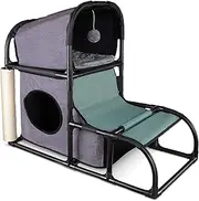Goetland 2 Levels Multifunctional Cat Furniture Cat Tower with Platform Scratching Posts Play Possibilities Climbing Tree for Cats