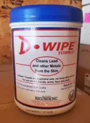 8) D-Wipe Towels Skin Lead & Metal Dust Cleanup for Skin ESCA Tech (150 x 8)