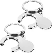 COMPUKAS 2Pcs Trolley Token Key Ring Metal Keychain for Shopping Cart Coins Lightweight Key Fob Holder for Supermarket Use for Everyday Carry and Gifting